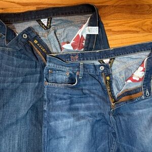 Lot of 2 Lucky Brand Size 34 Reg Men's Blue Straight-Leg Jeans Duo